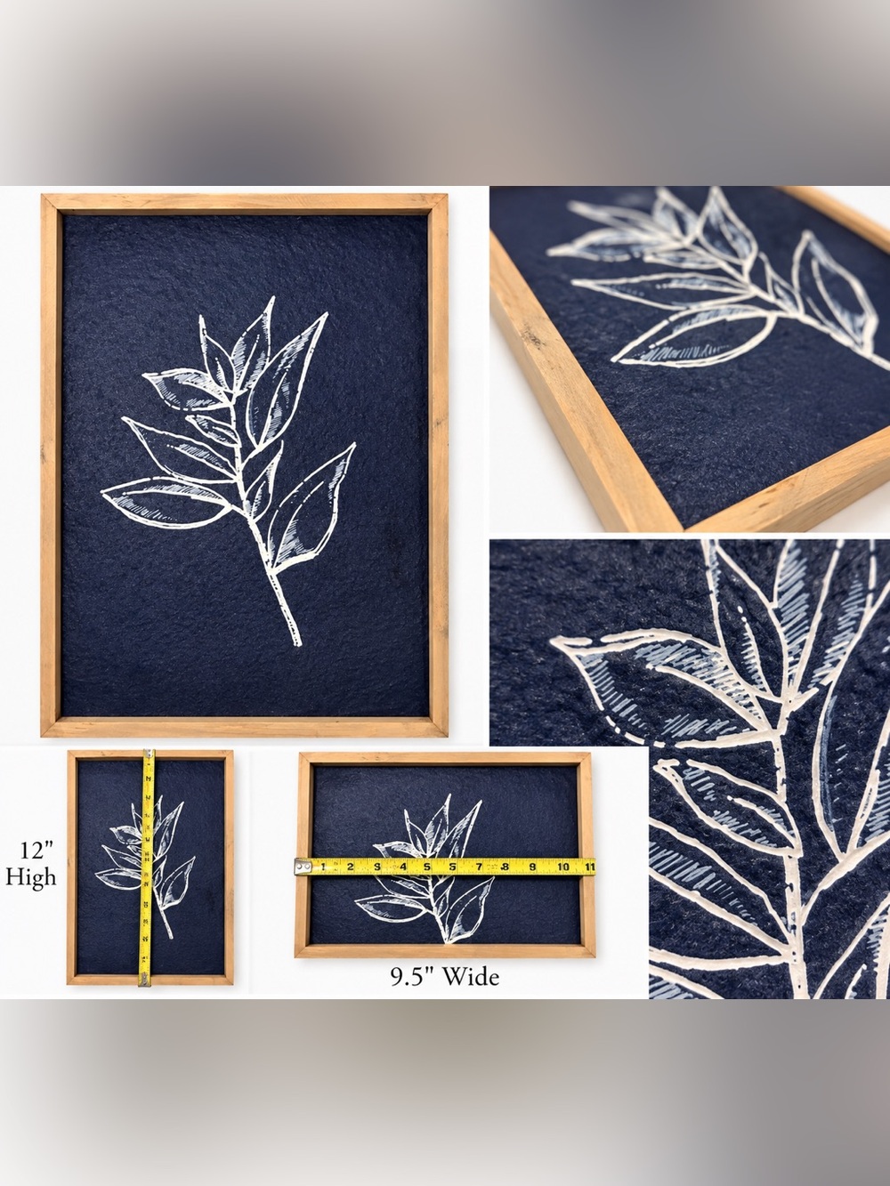 Hobby Lobby Navy & White Botanical Leaf Framed Art